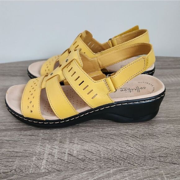 COLLECTION BY CLARKS womens Yellow leather Lexi Quin sandals size 9.5 Narrow  . - Picture 3 of 4